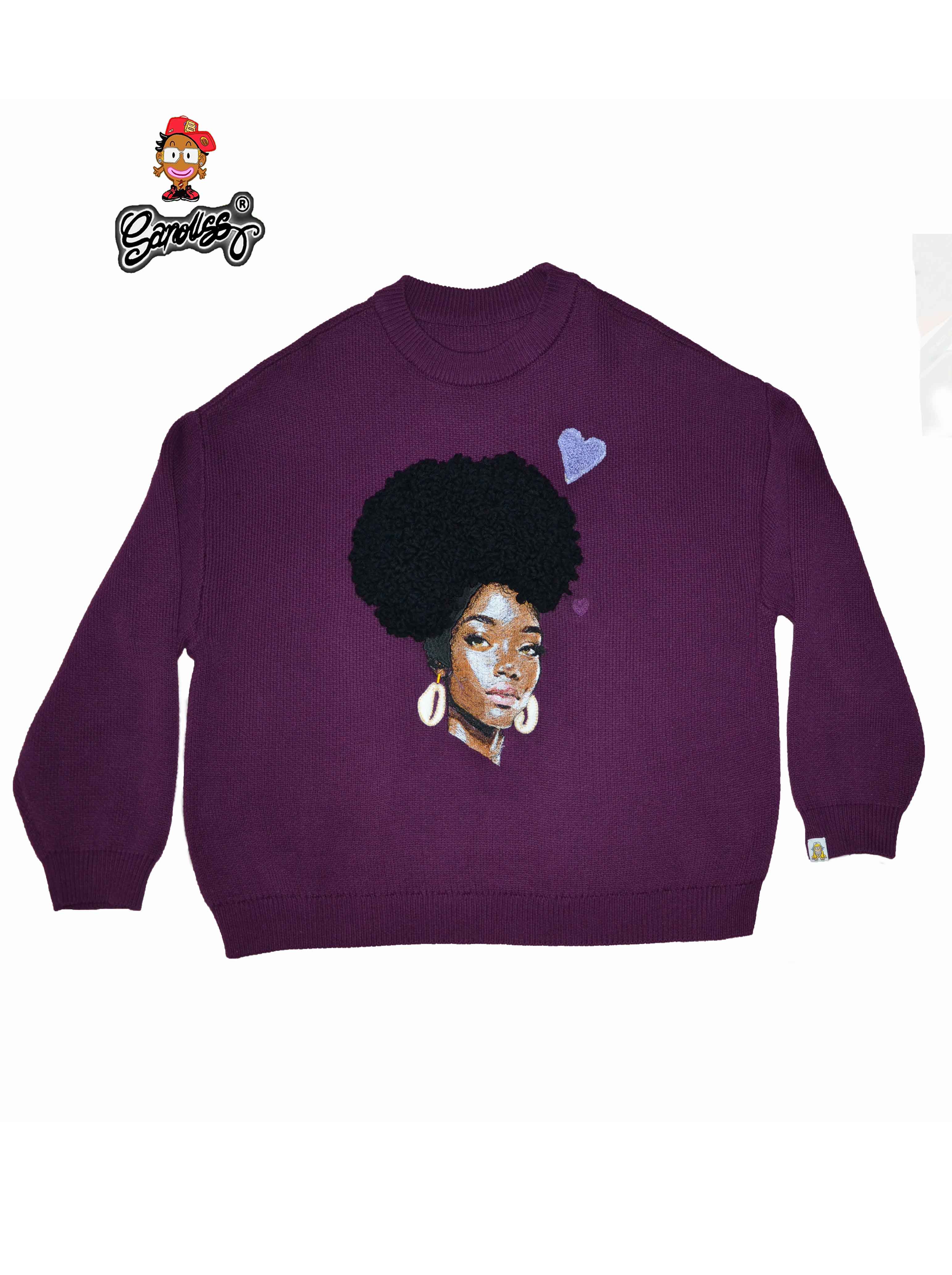 DLOKI  Pull Tricoté Violet "Afro Glow"