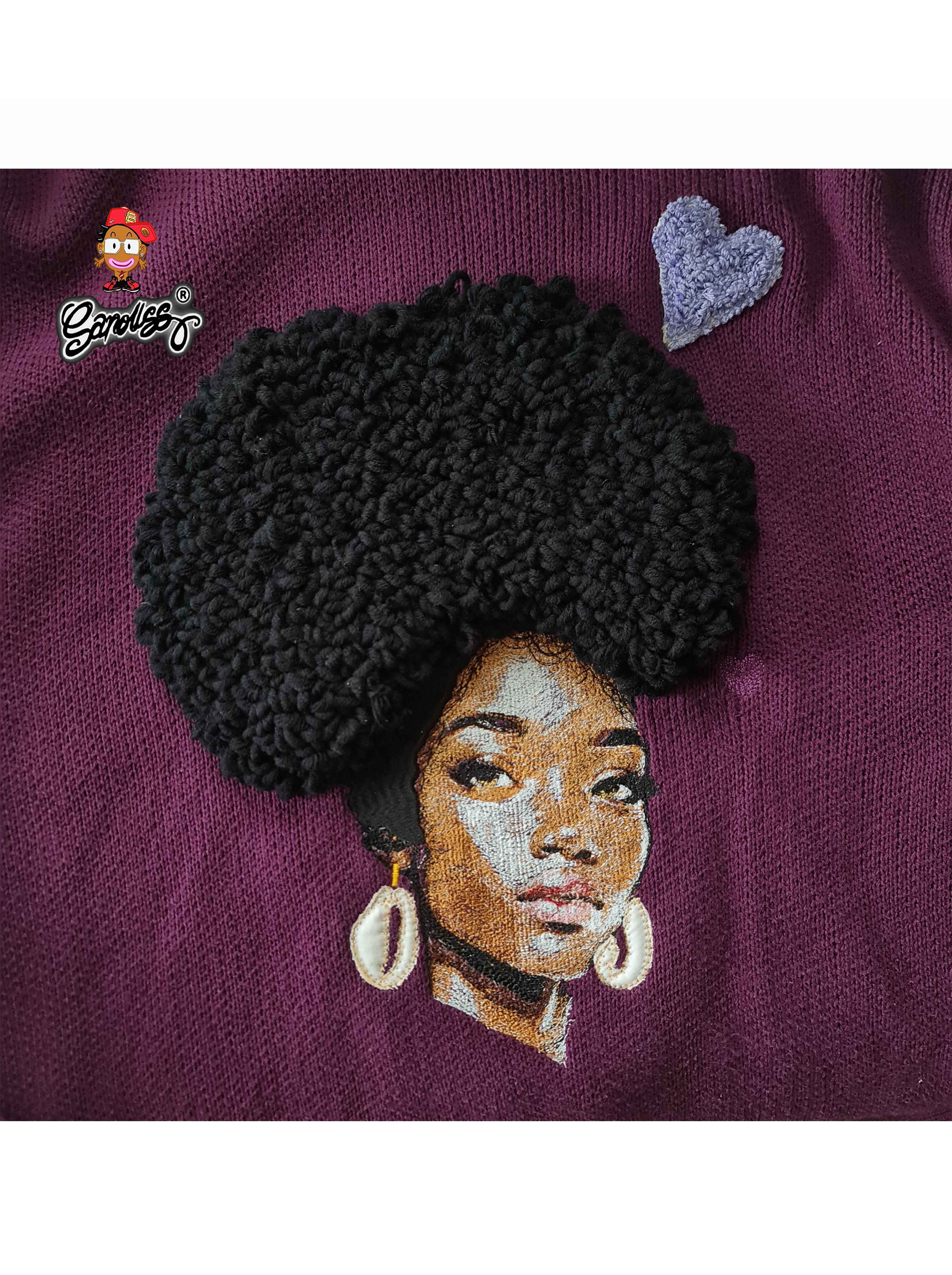 DLOKI  Pull Tricoté Violet "Afro Glow"
